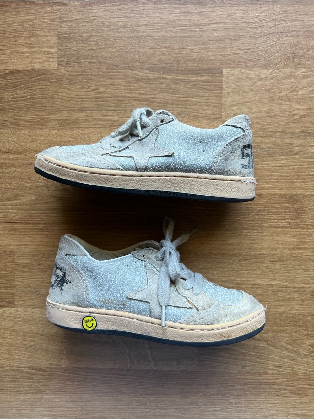 Golden Goose Kids Glitter Sneakers with Suede Heel Detail